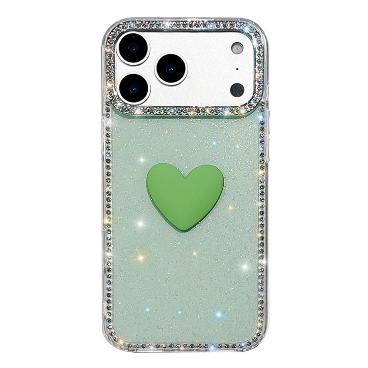 Capa de telemóvel com coração de amor IMD de dupla face com pedras brilhantes Flash, para iPhone 17e / 16e, para iPhone 17 Pro Max, para iPhone 17 Pro, para iPhone 17, para iPhone Air