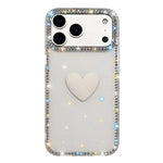 Capa de telemóvel com coração de amor IMD de dupla face com pedras brilhantes Flash, para iPhone 17e / 16e, para iPhone 17 Pro Max, para iPhone 17 Pro, para iPhone 17, para iPhone Air