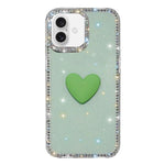 Capa de telemóvel com coração de amor IMD de dupla face com pedras brilhantes Flash, para iPhone 17e / 16e, para iPhone 17 Pro Max, para iPhone 17 Pro, para iPhone 17, para iPhone Air