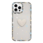 Capa de telemóvel com coração de amor IMD de dupla face com pedras brilhantes Flash, para iPhone 16 Pro Max, para iPhone 16 Pro, para iPhone 16 Plus, para iPhone 16, para iPhone 15 Pro Max