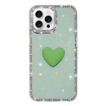Capa de telemóvel com coração de amor IMD de dupla face com pedras brilhantes Flash, para iPhone 16 Pro Max, para iPhone 16 Pro, para iPhone 16 Plus, para iPhone 16, para iPhone 15 Pro Max