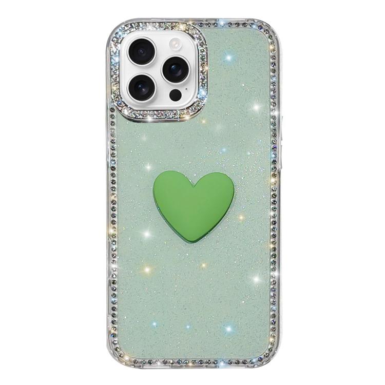 Capa de telemóvel com coração de amor IMD de dupla face com pedras brilhantes Flash, para iPhone 16 Pro Max, para iPhone 16 Pro, para iPhone 16 Plus, para iPhone 16, para iPhone 15 Pro Max