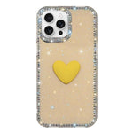 Capa de telemóvel com coração de amor IMD de dupla face com pedras brilhantes Flash, para iPhone 16 Pro Max, para iPhone 16 Pro, para iPhone 16 Plus, para iPhone 16, para iPhone 15 Pro Max