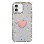 Capa de telemóvel com coração de amor IMD de dupla face com pedras brilhantes Flash, para iPhone 16 Pro Max, para iPhone 16 Pro, para iPhone 16 Plus, para iPhone 16, para iPhone 15 Pro Max