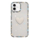Capa de telemóvel com coração de amor IMD de dupla face com pedras brilhantes Flash, para iPhone 16 Pro Max, para iPhone 16 Pro, para iPhone 16 Plus, para iPhone 16, para iPhone 15 Pro Max