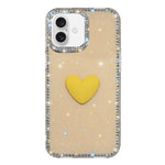 Capa de telemóvel com coração de amor IMD de dupla face com pedras brilhantes Flash, para iPhone 16 Pro Max, para iPhone 16 Pro, para iPhone 16 Plus, para iPhone 16, para iPhone 15 Pro Max