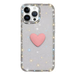 Capa de telemóvel com coração de amor IMD de dupla face com pedras brilhantes Flash, para iPhone 16 Pro Max, para iPhone 16 Pro, para iPhone 16 Plus, para iPhone 16, para iPhone 15 Pro Max
