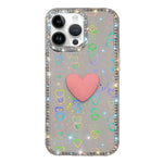 Capa de telemóvel com coração de amor IMD de dupla face com pedras brilhantes Flash, para iPhone 16 Pro Max, para iPhone 16 Pro, para iPhone 16 Plus, para iPhone 16, para iPhone 15 Pro Max