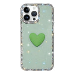 Capa de telemóvel com coração de amor IMD de dupla face com pedras brilhantes Flash, para iPhone 16 Pro Max, para iPhone 16 Pro, para iPhone 16 Plus, para iPhone 16, para iPhone 15 Pro Max