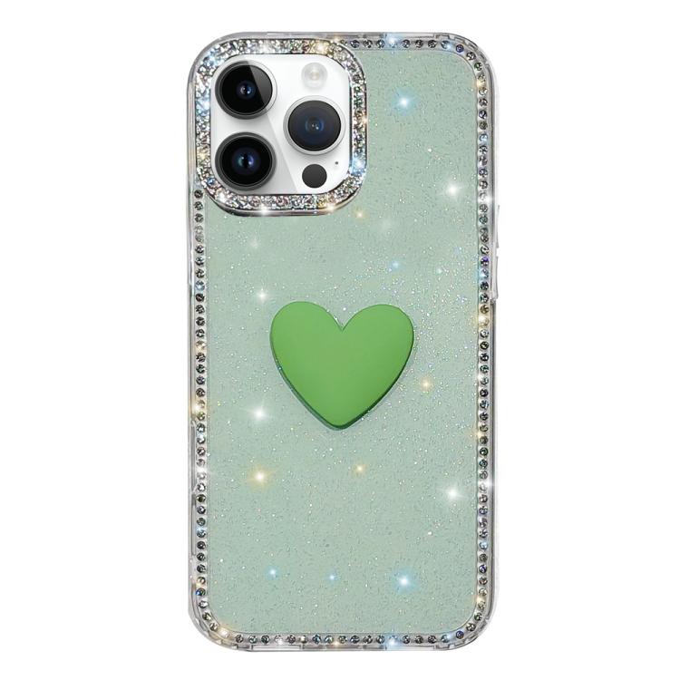 Capa de telemóvel com coração de amor IMD de dupla face com pedras brilhantes Flash, para iPhone 16 Pro Max, para iPhone 16 Pro, para iPhone 16 Plus, para iPhone 16, para iPhone 15 Pro Max