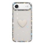 Capa de telemóvel com coração de amor IMD de dupla face com pedras brilhantes Flash, para iPhone 17e / 16e, para iPhone 17 Pro Max, para iPhone 17 Pro, para iPhone 17, para iPhone Air