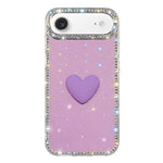 Capa de telemóvel com coração de amor IMD de dupla face com pedras brilhantes Flash, para iPhone 17e / 16e, para iPhone 17 Pro Max, para iPhone 17 Pro, para iPhone 17, para iPhone Air