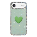 Capa de telemóvel com coração de amor IMD de dupla face com pedras brilhantes Flash, para iPhone 17e / 16e, para iPhone 17 Pro Max, para iPhone 17 Pro, para iPhone 17, para iPhone Air