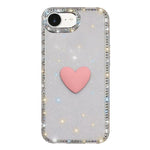 Capa de telemóvel com coração de amor IMD de dupla face com pedras brilhantes Flash, para iPhone 17e / 16e, para iPhone 17 Pro Max, para iPhone 17 Pro, para iPhone 17, para iPhone Air