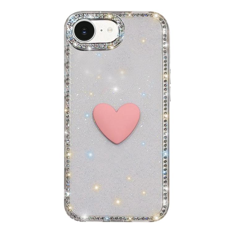 Capa de telemóvel com coração de amor IMD de dupla face com pedras brilhantes Flash, para iPhone 17e / 16e, para iPhone 17 Pro Max, para iPhone 17 Pro, para iPhone 17, para iPhone Air