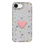 Capa de telemóvel com coração de amor IMD de dupla face com pedras brilhantes Flash, para iPhone 17e / 16e, para iPhone 17 Pro Max, para iPhone 17 Pro, para iPhone 17, para iPhone Air