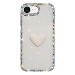 Capa de telemóvel com coração de amor IMD de dupla face com pedras brilhantes Flash, para iPhone 17e / 16e, para iPhone 17 Pro Max, para iPhone 17 Pro, para iPhone 17, para iPhone Air