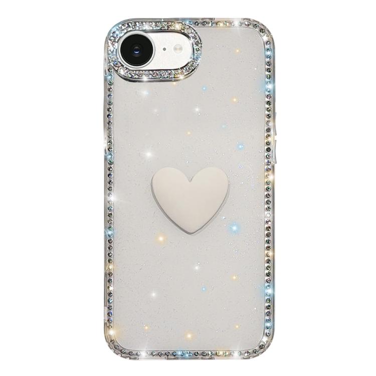 Capa de telemóvel com coração de amor IMD de dupla face com pedras brilhantes Flash, para iPhone 17e / 16e, para iPhone 17 Pro Max, para iPhone 17 Pro, para iPhone 17, para iPhone Air
