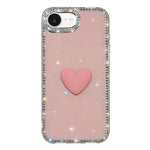 Capa de telemóvel com coração de amor IMD de dupla face com pedras brilhantes Flash, para iPhone 17e / 16e, para iPhone 17 Pro Max, para iPhone 17 Pro, para iPhone 17, para iPhone Air