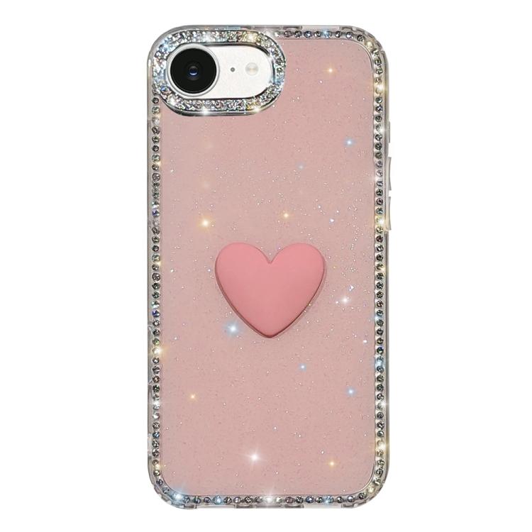 Capa de telemóvel com coração de amor IMD de dupla face com pedras brilhantes Flash, para iPhone 17e / 16e, para iPhone 17 Pro Max, para iPhone 17 Pro, para iPhone 17, para iPhone Air