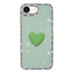 Capa de telemóvel com coração de amor IMD de dupla face com pedras brilhantes Flash, para iPhone 17e / 16e, para iPhone 17 Pro Max, para iPhone 17 Pro, para iPhone 17, para iPhone Air