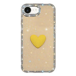 Capa de telemóvel com coração de amor IMD de dupla face com pedras brilhantes Flash, para iPhone 17e / 16e, para iPhone 17 Pro Max, para iPhone 17 Pro, para iPhone 17, para iPhone Air