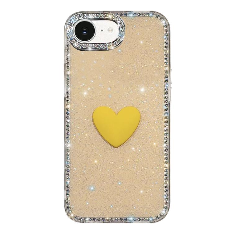 Capa de telemóvel com coração de amor IMD de dupla face com pedras brilhantes Flash, para iPhone 17e / 16e, para iPhone 17 Pro Max, para iPhone 17 Pro, para iPhone 17, para iPhone Air
