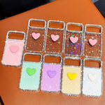 Capa de telemóvel com coração de amor IMD de dupla face com pedras brilhantes Flash, para iPhone 17e / 16e, para iPhone 17 Pro Max, para iPhone 17 Pro, para iPhone 17, para iPhone Air