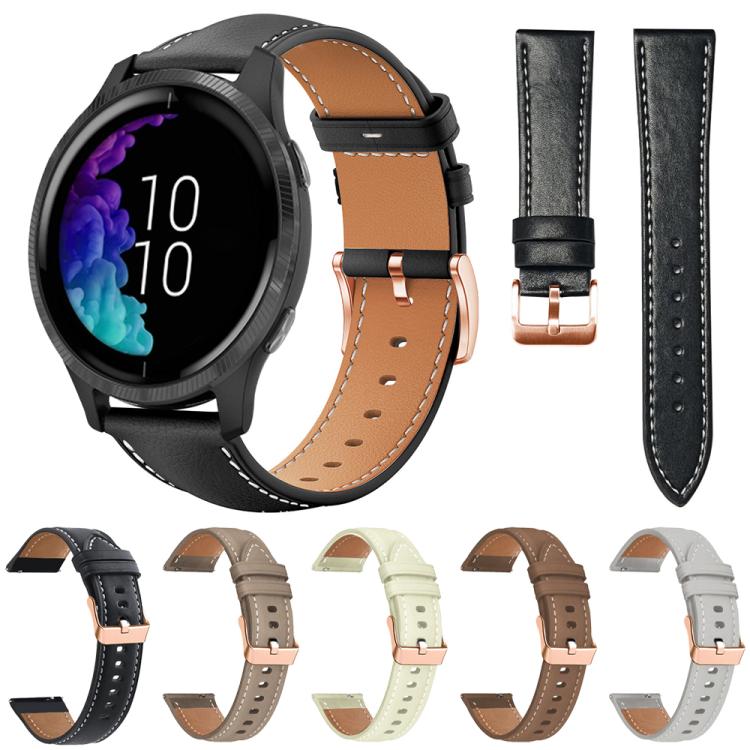 xDfind Flat Head Rose Gold Buckle Black Shark Fine Grain Vegan Leather Watch Band, 18mm, 20mm