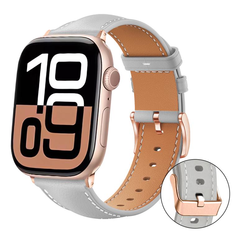 Pulseira de Relógio em Couro Vegano com Grão Fino Preto e Fivela Dourada Rosa xDfind, Para Apple Watch 42 / 44 / 45 / 46 / 49mm, Para Apple Watch 38 / 40 / 41 / S11 42mm