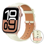 Pulseira de Relógio em Couro Vegano com Grão Fino Preto e Fivela Dourada Rosa xDfind, Para Apple Watch 42 / 44 / 45 / 46 / 49mm, Para Apple Watch 38 / 40 / 41 / S11 42mm