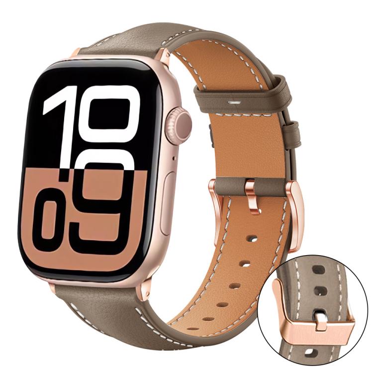 Pulseira de Relógio em Couro Vegano com Grão Fino Preto e Fivela Dourada Rosa xDfind, Para Apple Watch 42 / 44 / 45 / 46 / 49mm, Para Apple Watch 38 / 40 / 41 / S11 42mm