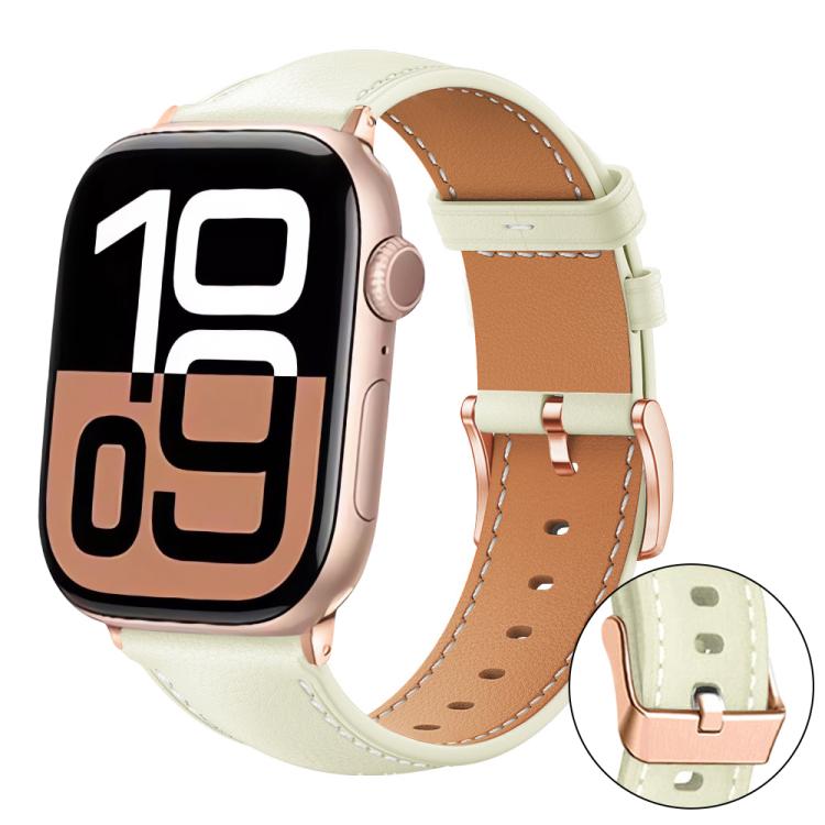 Pulseira de Relógio em Couro Vegano com Grão Fino Preto e Fivela Dourada Rosa xDfind, Para Apple Watch 42 / 44 / 45 / 46 / 49mm, Para Apple Watch 38 / 40 / 41 / S11 42mm
