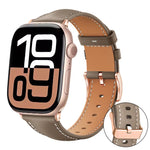 Pulseira de Relógio em Couro Vegano com Grão Fino Preto e Fivela Dourada Rosa xDfind, Para Apple Watch 42 / 44 / 45 / 46 / 49mm, Para Apple Watch 38 / 40 / 41 / S11 42mm