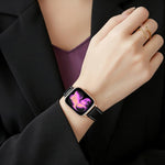 Pulseira de Relógio em Couro Vegano com Grão Fino Preto e Fivela Dourada Rosa xDfind, Para Apple Watch 42 / 44 / 45 / 46 / 49mm, Para Apple Watch 38 / 40 / 41 / S11 42mm