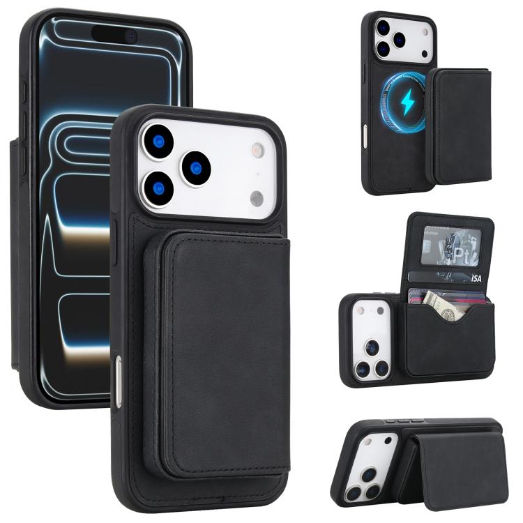 Carteira magnética destacável em pele sintética retro com bloqueio RFID, Para iPhone 17 Pro Max, Para iPhone 17 Pro