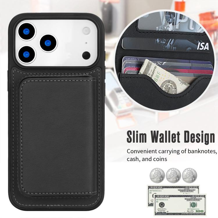 Carteira magnética destacável em pele sintética retro com bloqueio RFID, Para iPhone 17 Pro Max, Para iPhone 17 Pro