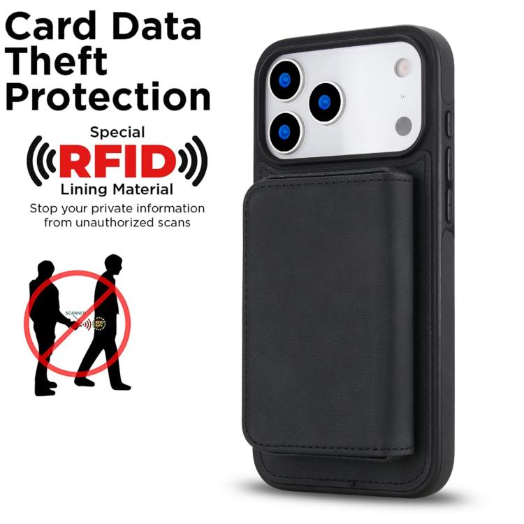 Carteira magnética destacável em pele sintética retro com bloqueio RFID, Para iPhone 17 Pro Max, Para iPhone 17 Pro