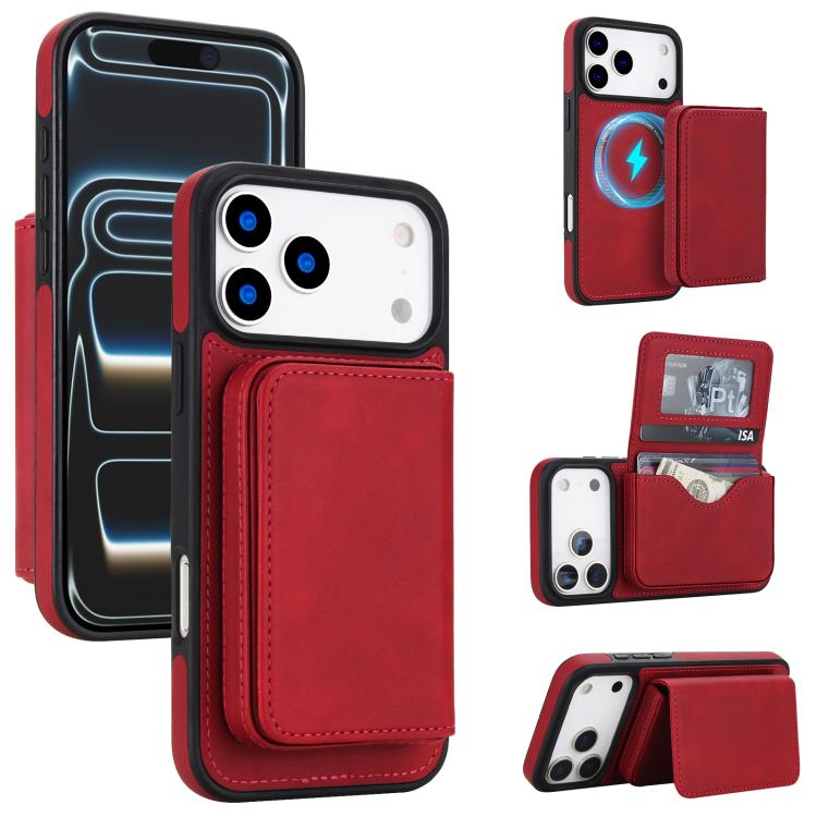 Carteira magnética destacável em pele sintética retro com bloqueio RFID, Para iPhone 17 Pro Max, Para iPhone 17 Pro