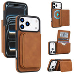 Carteira magnética destacável em pele sintética retro com bloqueio RFID, Para iPhone 17 Pro Max, Para iPhone 17 Pro