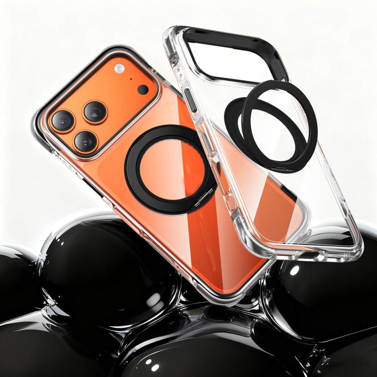 Capa de telemóvel magnética resistente a choques com suporte rotativo 360 em TPU com airbag a vácuo + acrílico, Para iPhone 17 Pro Max, Para iPhone 17 Pro, Para iPhone 17