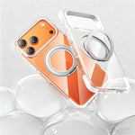 Capa de telemóvel magnética resistente a choques com suporte rotativo 360 em TPU com airbag a vácuo + acrílico, Para iPhone 17 Pro Max, Para iPhone 17 Pro, Para iPhone 17