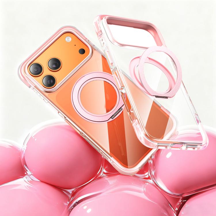 Capa de telemóvel magnética resistente a choques com suporte rotativo 360 em TPU com airbag a vácuo + acrílico, Para iPhone 17 Pro Max, Para iPhone 17 Pro, Para iPhone 17
