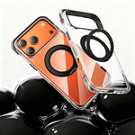 Capa de telemóvel magnética resistente a choques com suporte rotativo 360 em TPU com airbag a vácuo + acrílico, Para iPhone 17 Pro Max, Para iPhone 17 Pro, Para iPhone 17