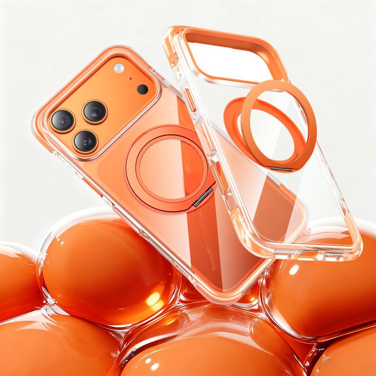 Capa de telemóvel magnética resistente a choques com suporte rotativo 360 em TPU com airbag a vácuo + acrílico, Para iPhone 17 Pro Max, Para iPhone 17 Pro, Para iPhone 17