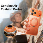 Capa de telemóvel magnética resistente a choques com suporte rotativo 360 em TPU com airbag a vácuo + acrílico, Para iPhone 17 Pro Max, Para iPhone 17 Pro, Para iPhone 17