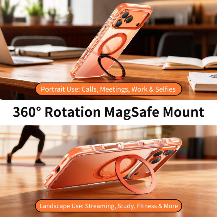 Capa de telemóvel magnética resistente a choques com suporte rotativo 360 em TPU com airbag a vácuo + acrílico, Para iPhone 17 Pro Max, Para iPhone 17 Pro, Para iPhone 17