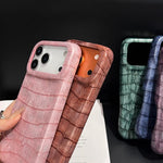 Capa de telemóvel resistente a choques em pele vegana com textura vintage de crocodilo, Para iPhone 17 Pro Max, Para iPhone 17 Pro