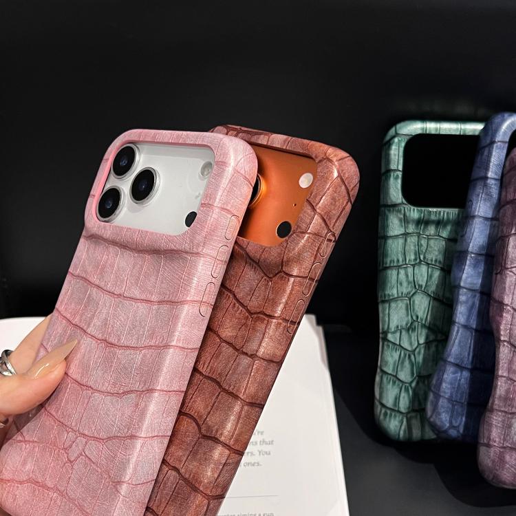 Capa de telemóvel resistente a choques em pele vegana com textura vintage de crocodilo, Para iPhone 17 Pro Max, Para iPhone 17 Pro