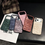 Capa de telemóvel resistente a choques em pele vegana com textura vintage de crocodilo, Para iPhone 17 Pro Max, Para iPhone 17 Pro